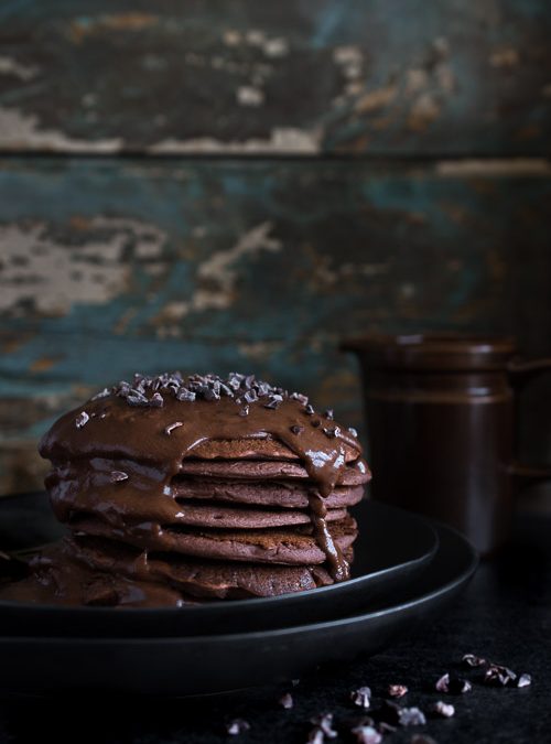 vegan dark chocolate pancakes chocolate sauce